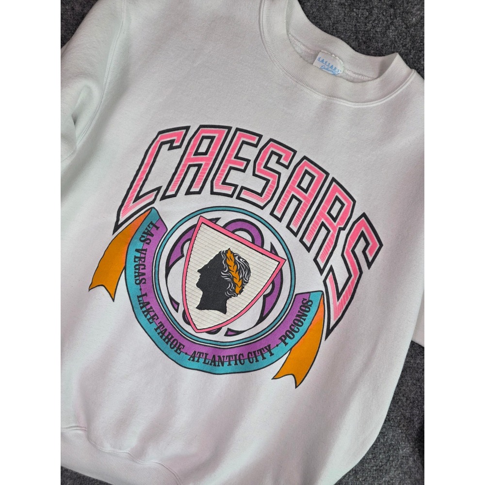 Vintage Caesars Palace Sweatshirt Mes Medium White Las Vegas Graphic Pullover